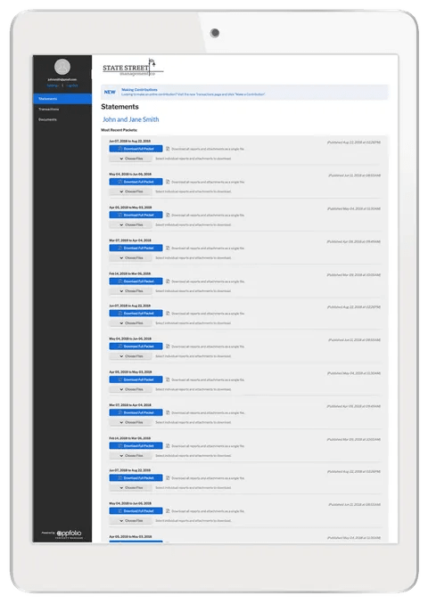 Appfolio's Online Owner Portal on a tablet